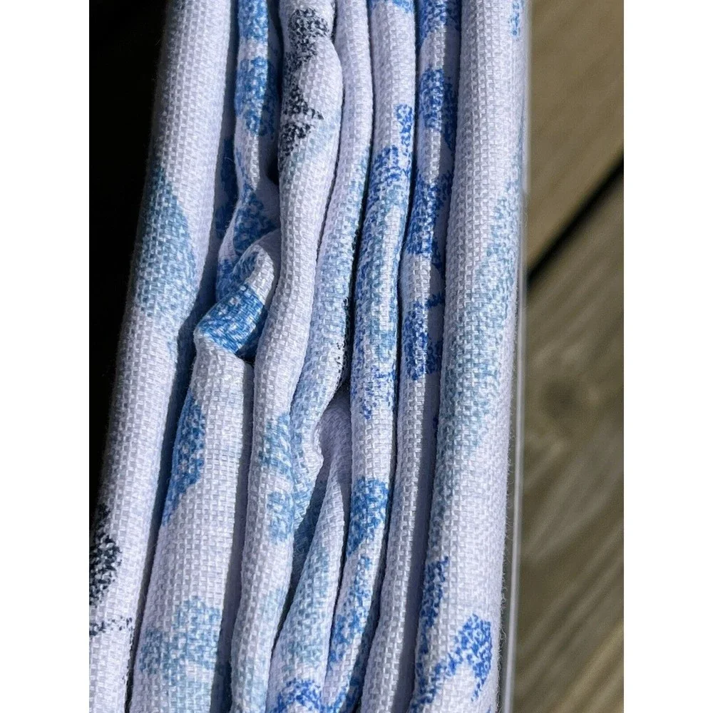 Ralph Lauren Fabric Shower Curtain White / Blue Medallion Cotton New 72x70”